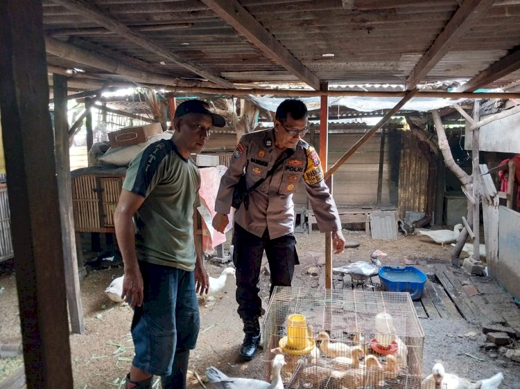 Bhabinkamtibmas Sidokare Edukasi Ketahanan Pangan ke Warga dalam Merawat Bebek